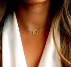 Circle Charm choker necklace, Brass with 22k gold plated, Handmade jewelry
